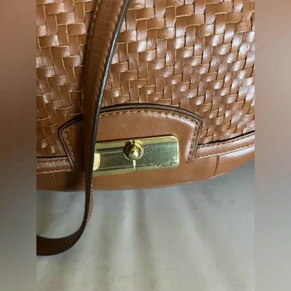 Coach Brown Woven Leather Shoulder Bag - Picture 3 of 14